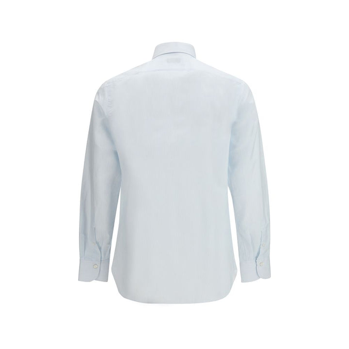 Finamore Blue Cotton Pattern Shirt