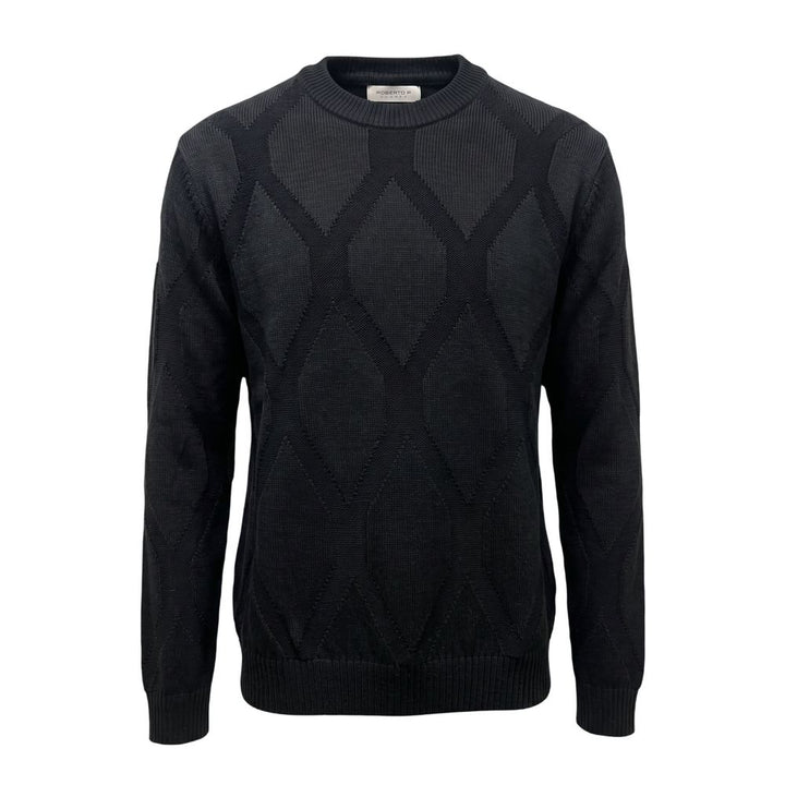 Roberto Pepe Luxury Black Wool Men Sweater