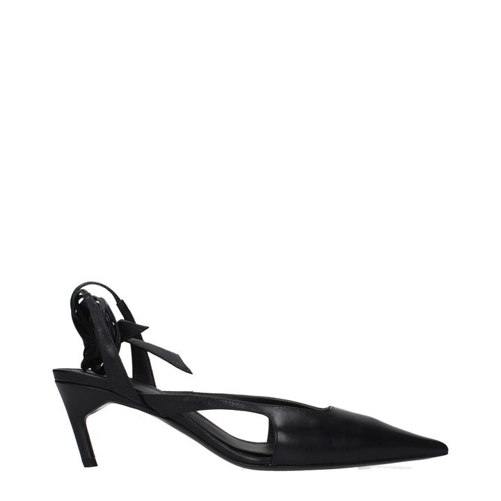 The Attico Black Leather High Heel Pumps