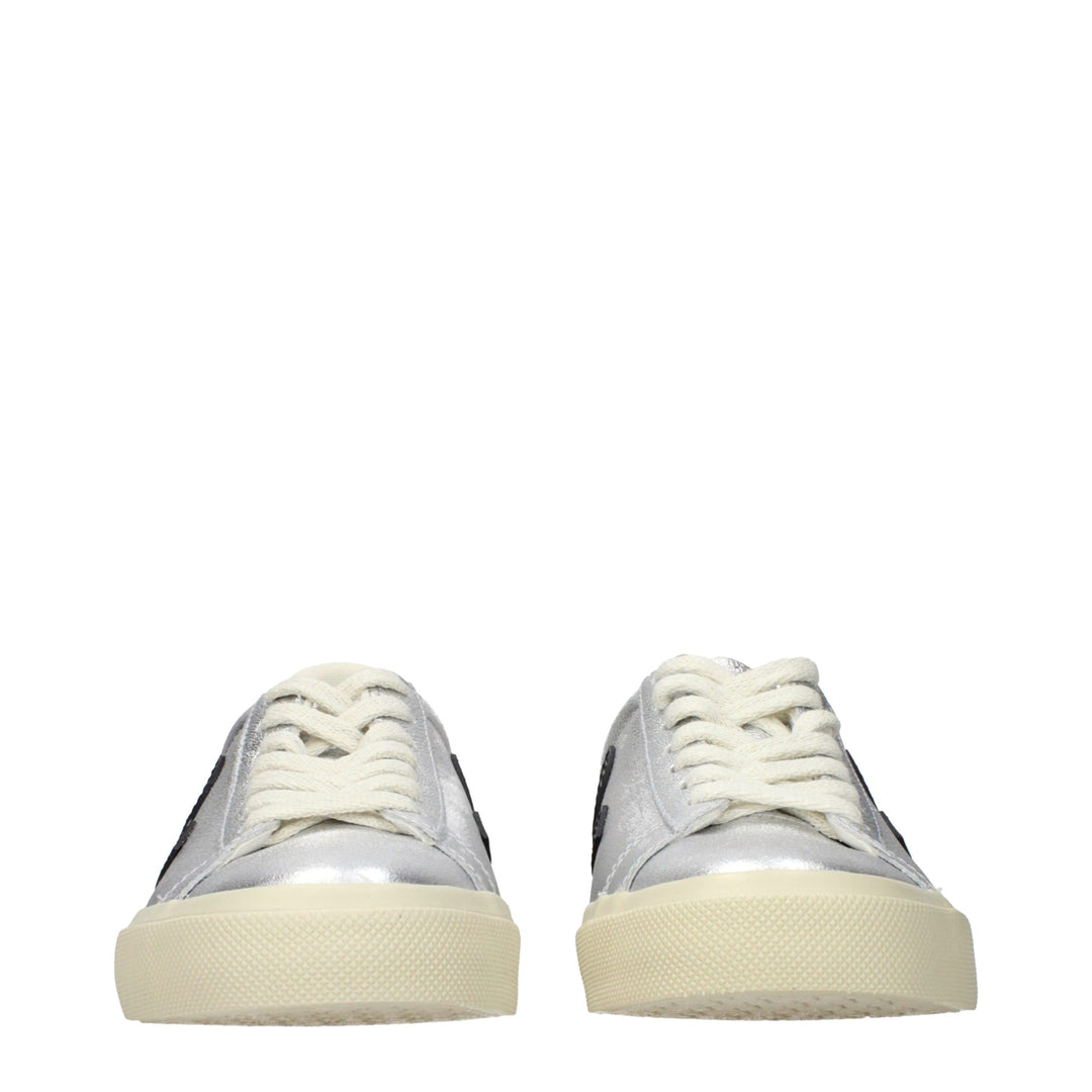 Veja Gray Leather Low Top Sneakers