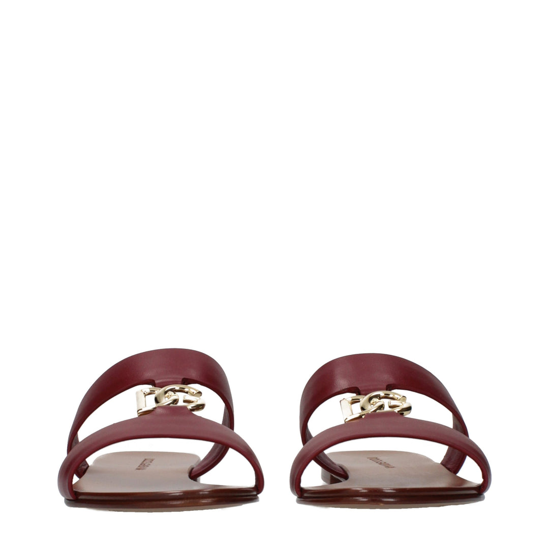 Dolce & Gabbana Red Leather Slippers