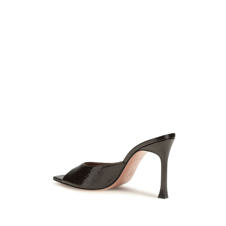 Amina Muaddi Brown Calf Leather Bos Taurus Stiletto Heel Sandals