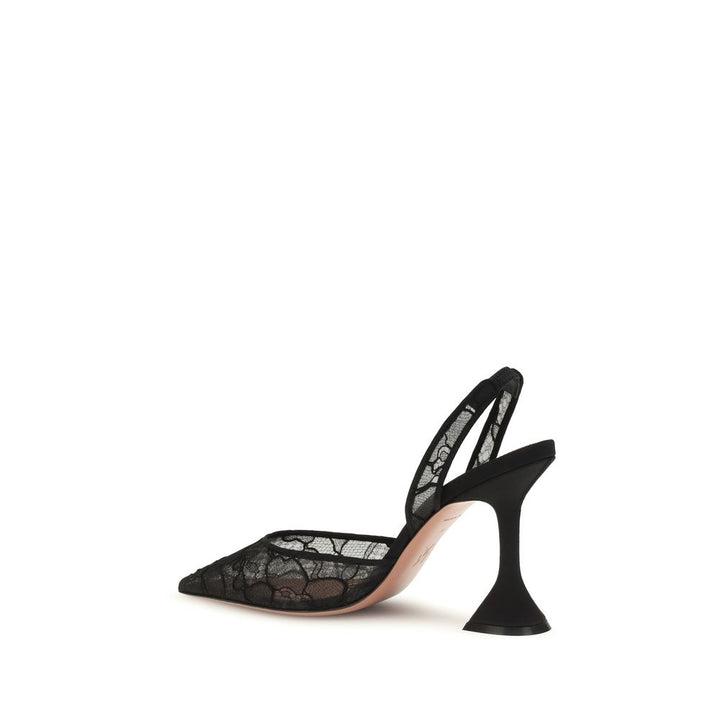 Amina Muaddi Black Fabric Stiletto Heel Sandals