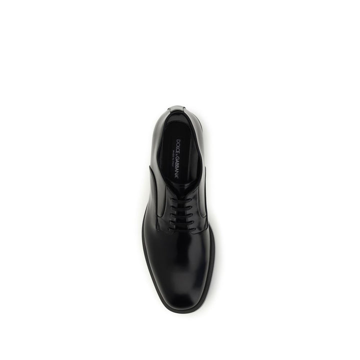 Dolce & Gabbana Black Calf Leather Bos Taurus Oxfords And Derbies