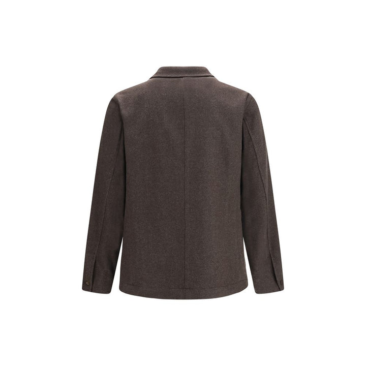Finamore Brown Wool Oves Aries Full-Length Jacket