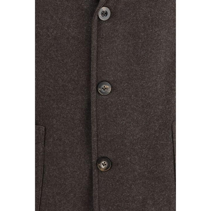 Finamore Brown Wool Oves Aries Full-Length Jacket