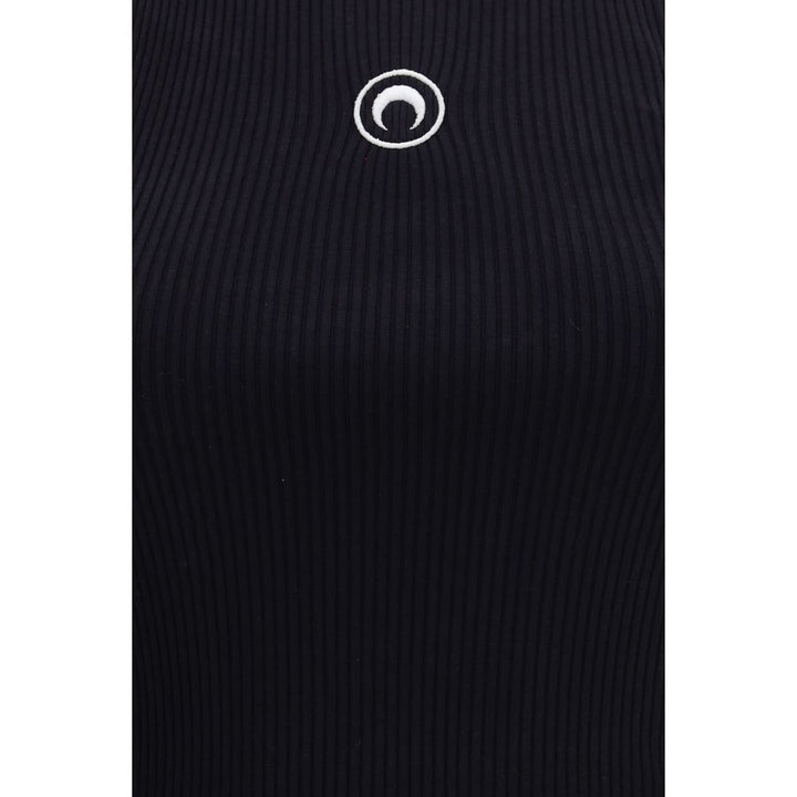 Marine Serre Black Organic Cotton Sleeveles T-Shirt