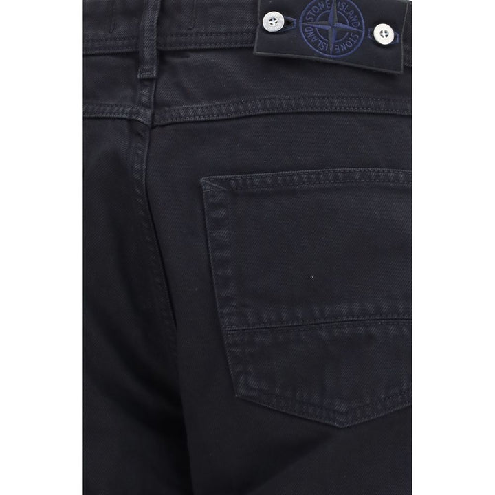 Stone Island Black Cotton Straight-Leg Jeans