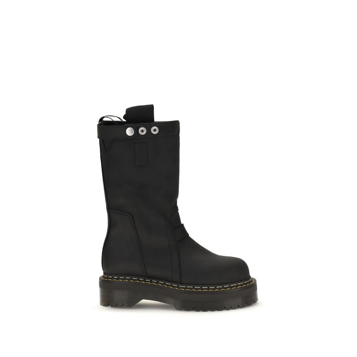 Rick Owens Black Nubuc Leather Lace-Up Boots