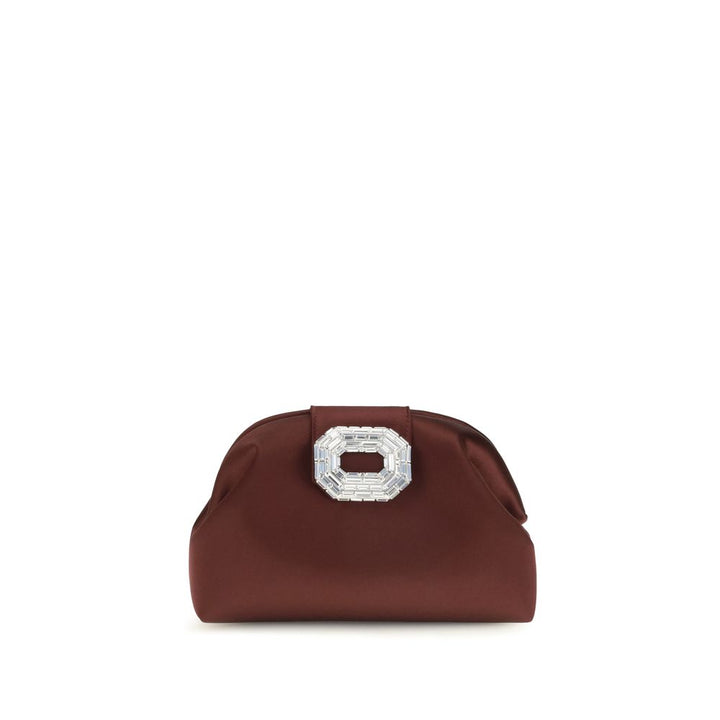 Amina Muaddi Bordeaux Satin Shoulder Bag