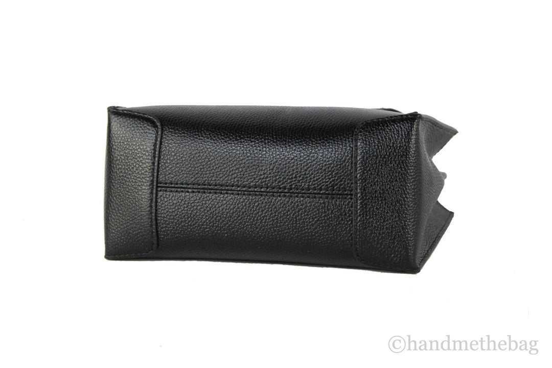 Michael Kors Mercer Medium Leather Messenger Crossbody Handbag (Black Solid)