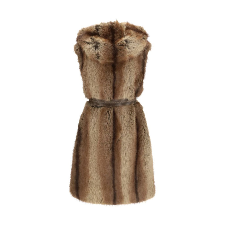 PINKO Brown Polyester Sleeveless Jacket