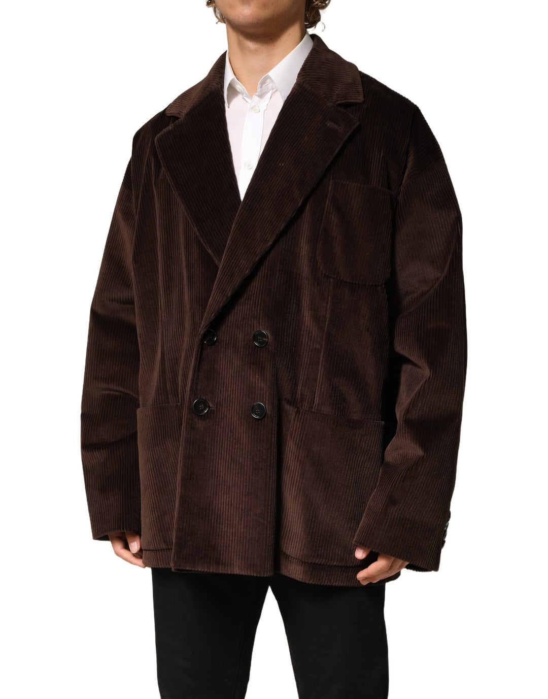 Dolce & Gabbana Brown Double Breasted Corduroy Blazer Jacket