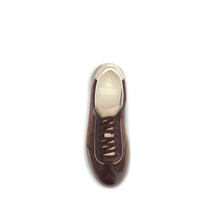 Brunello Cucinelli Bordeaux Calf Leather Bos Taurus Low Top Sneakers
