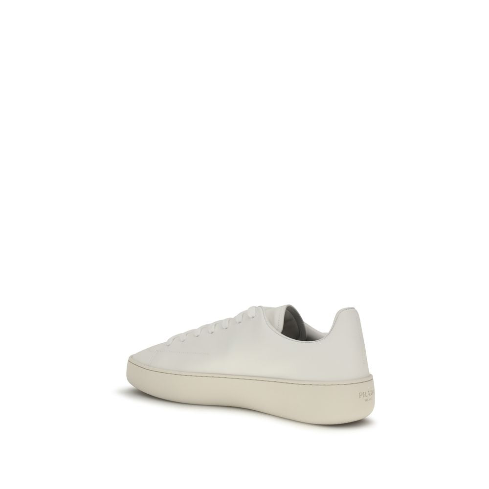 Prada White Calf Leather Bos Taurus Low Top Sneakers