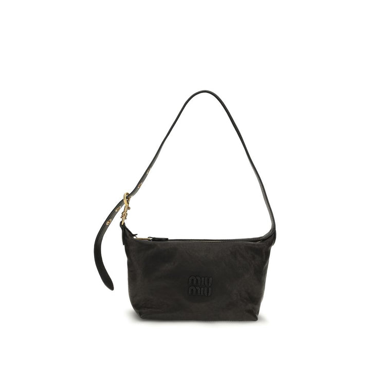 Miu Miu Black Suede Leather Shoulder Bag