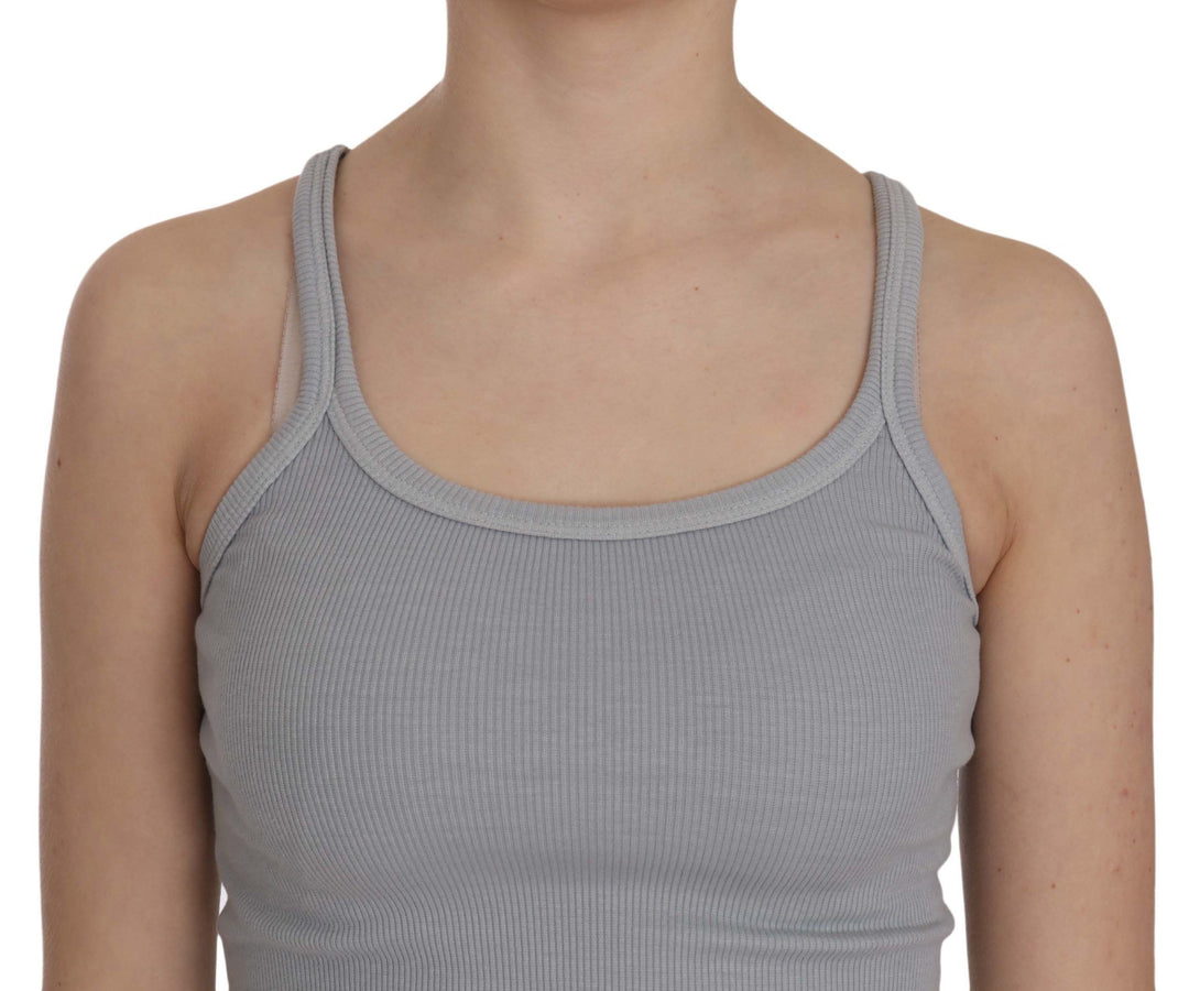 PINK MEMORIES Light Grey Sleeveless Spaghetti Strap Blouse