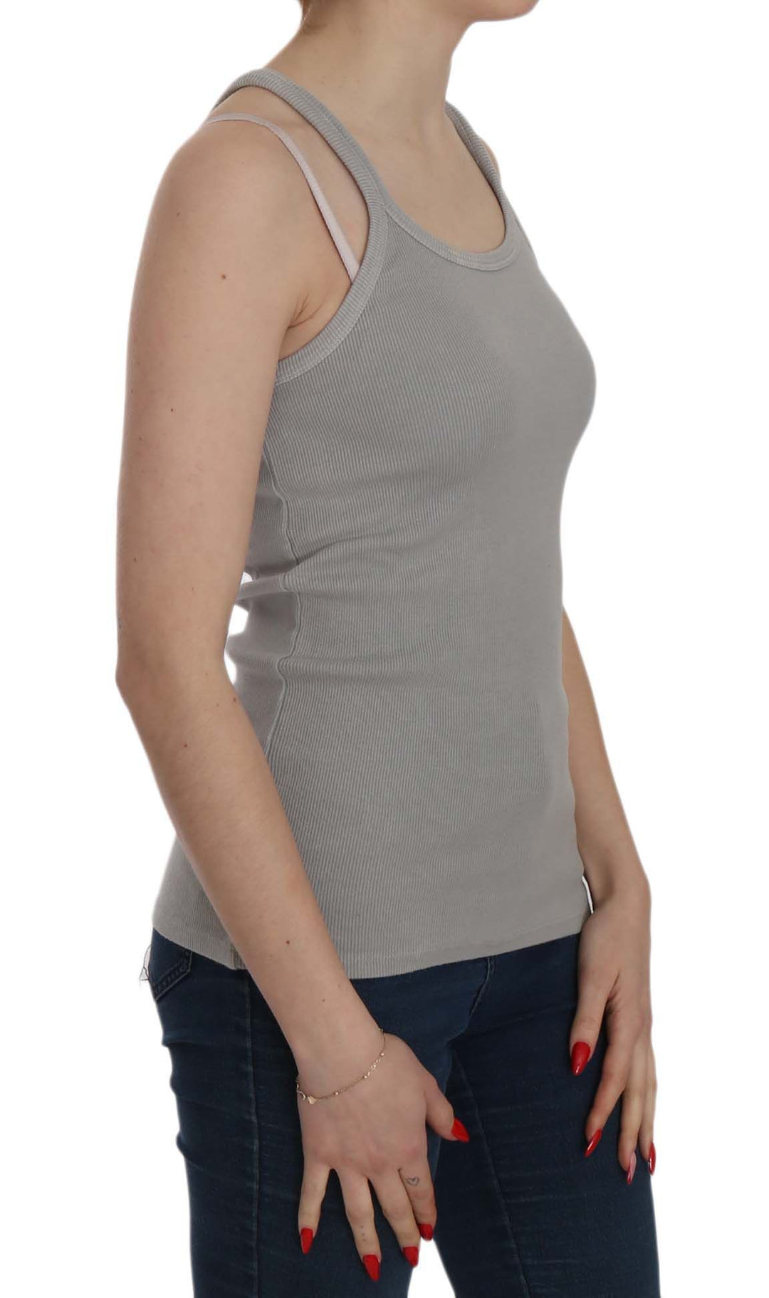 PINK MEMORIES Grey Sleeveless Spaghetti Strap Shirt