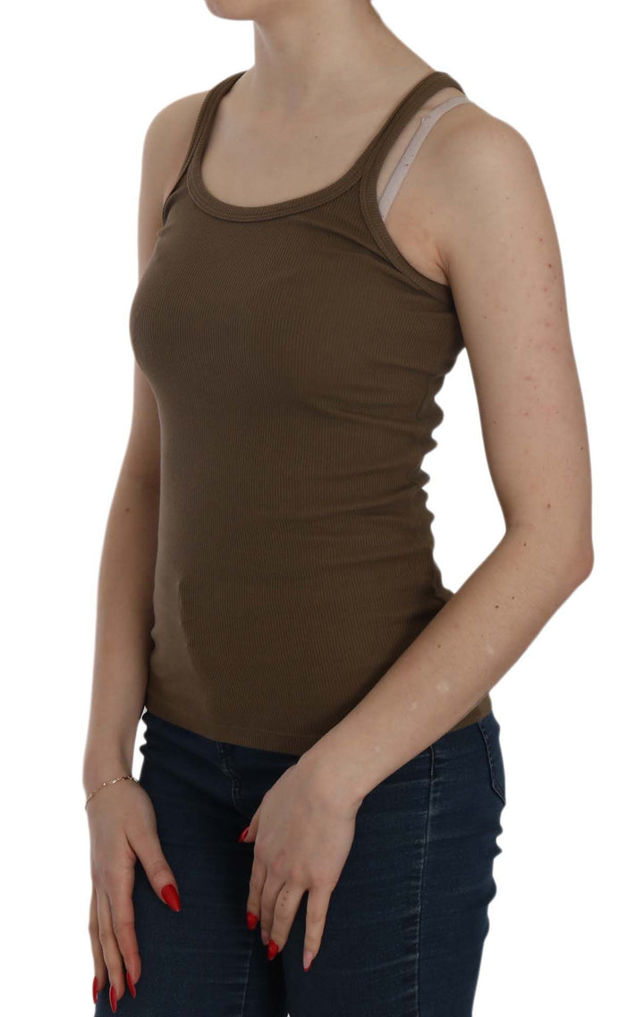 PINK MEMORIES Brown Sleeveless Spaghetti Strap Blouse Top