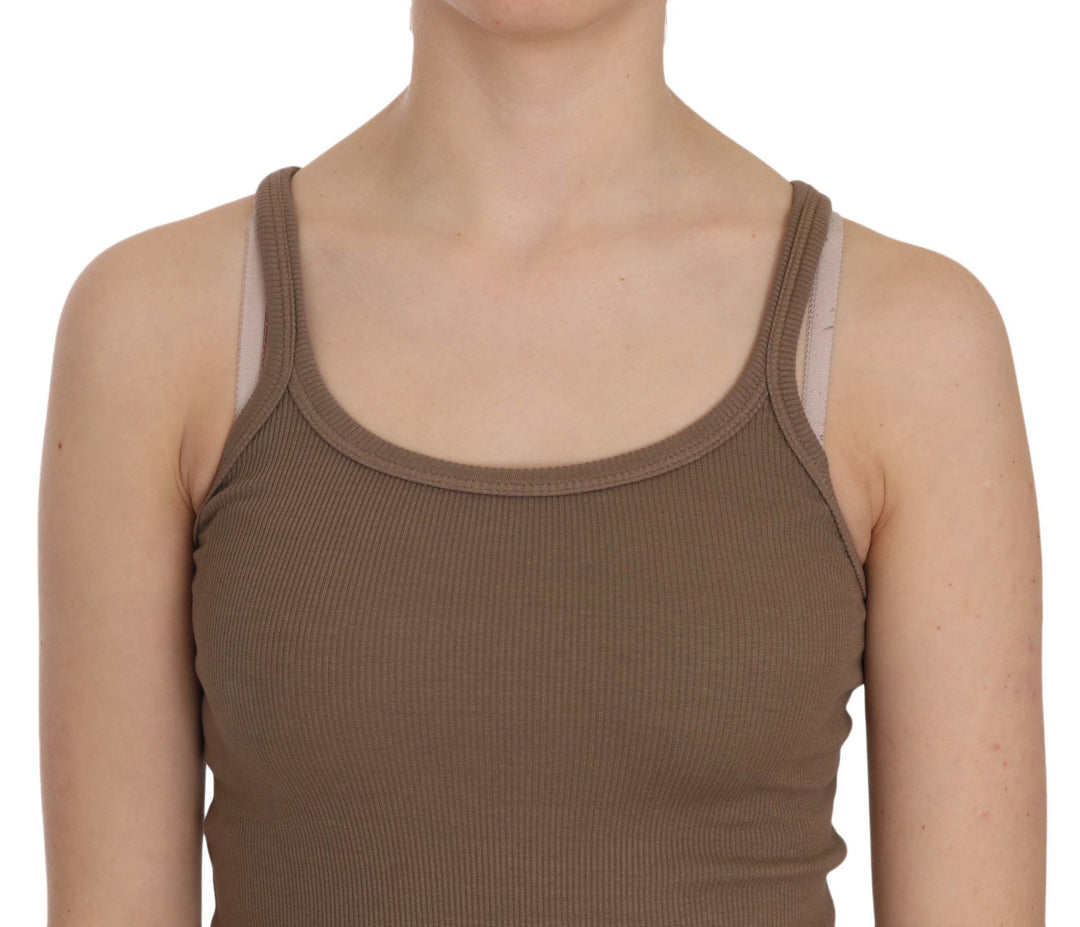PINK MEMORIES Brown Sleeveless Spaghetti Strap Top