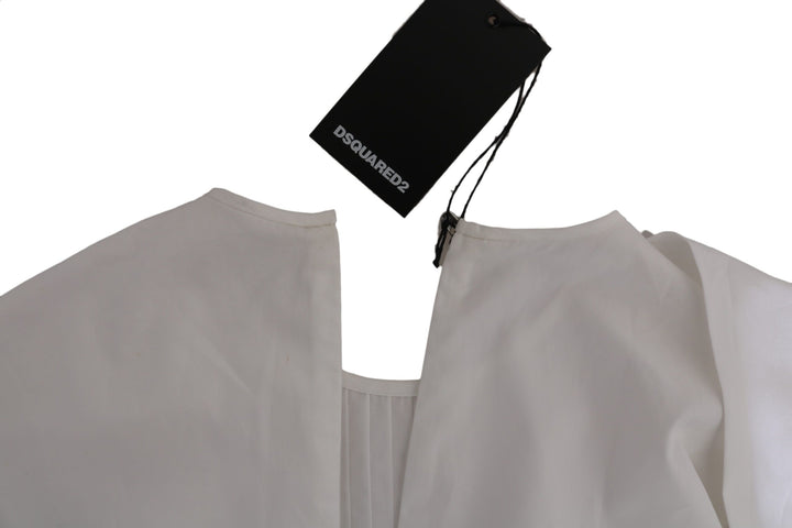 Dsquared² White Crew Neck Long Sleeve Cotton Blouse