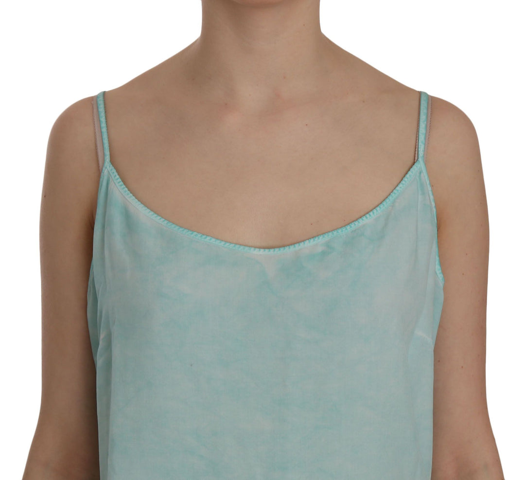 Ermanno Scervino Blue Sleeveless Spaghetti Dress Blouse