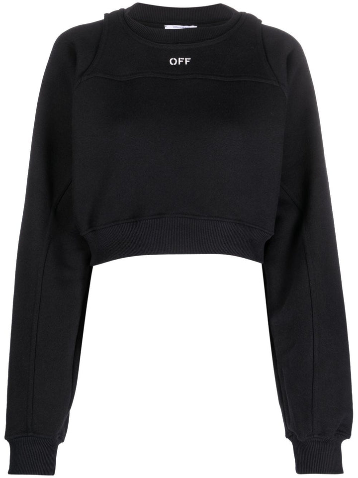 OFF-WHITE logo-print cropped cotton sweatshirt-0
