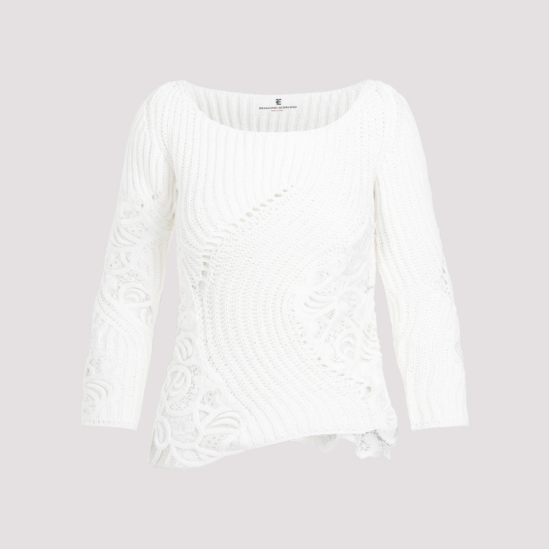 White Cotton Sweater-0