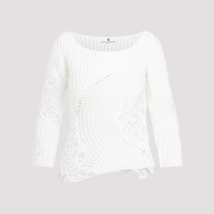 White Cotton Sweater-0