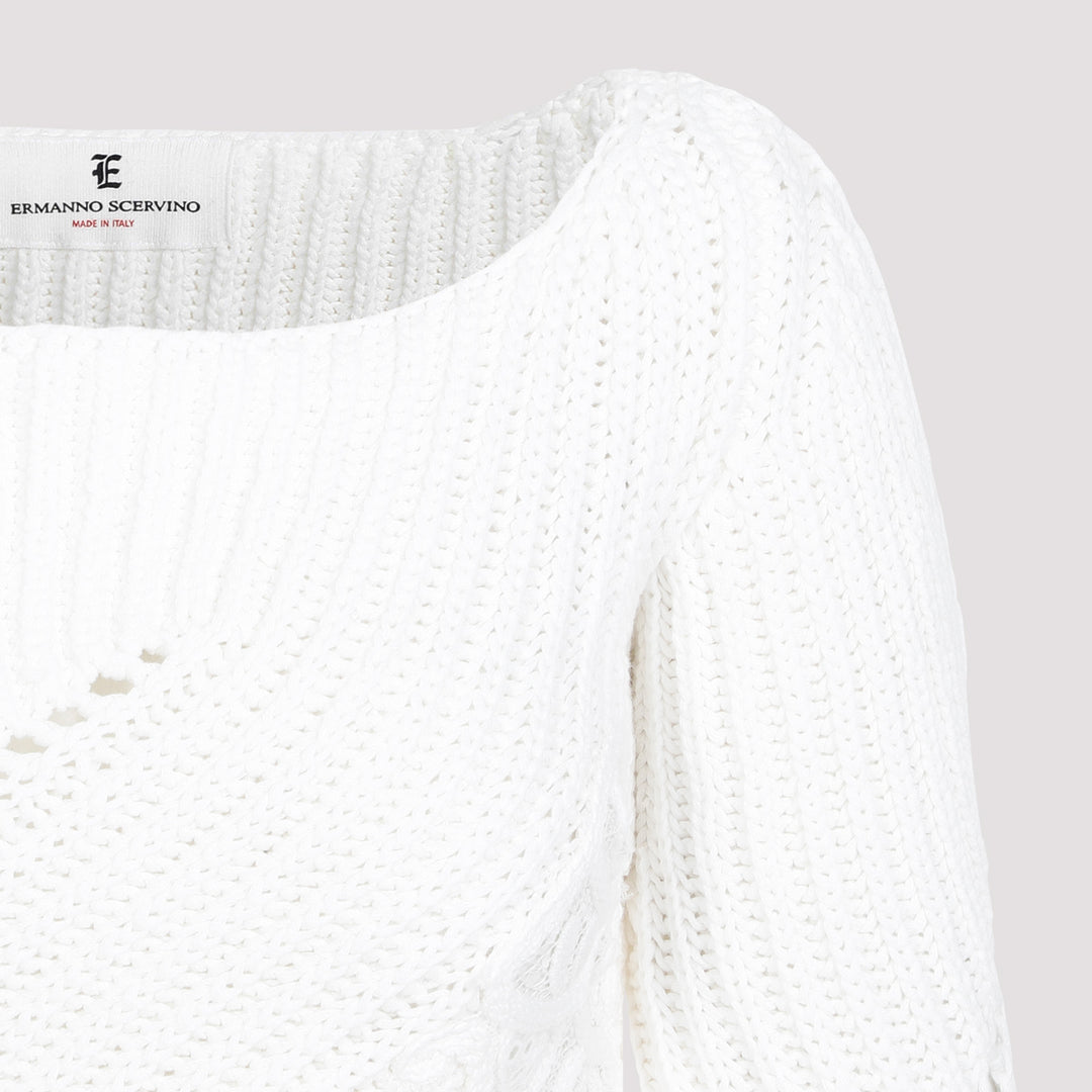 White Cotton Sweater-5