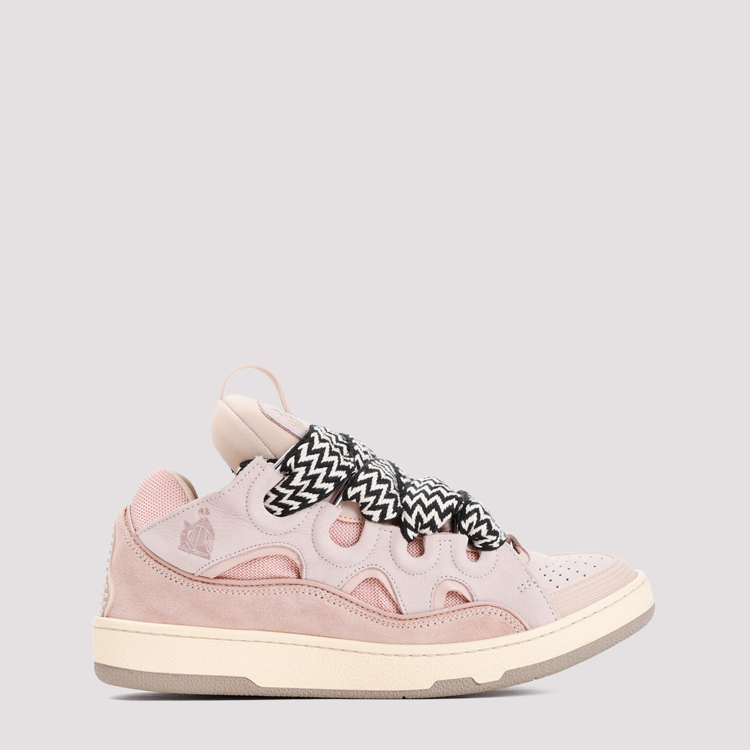 Pink Suede Calf Leather Curb Sneakers-18