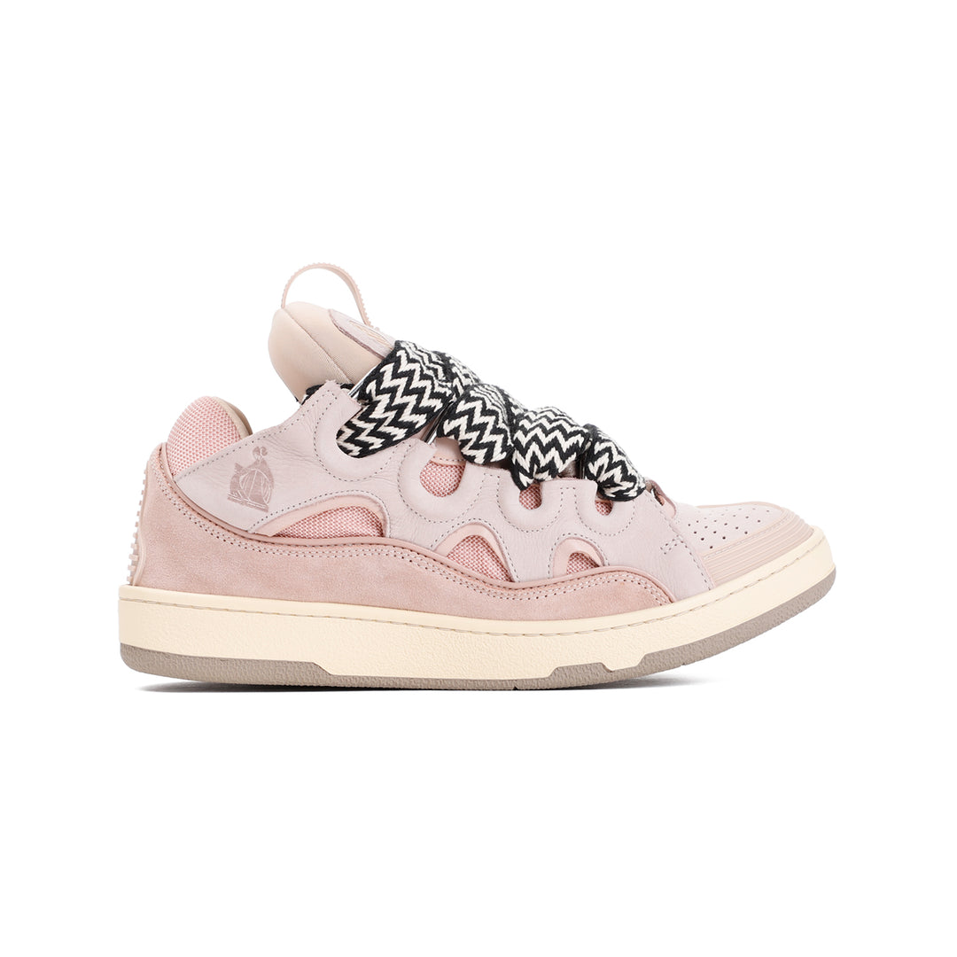 Pink Suede Calf Leather Curb Sneakers-19