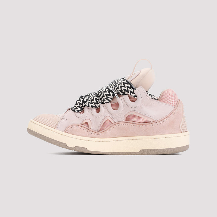 Pink Suede Calf Leather Curb Sneakers-21