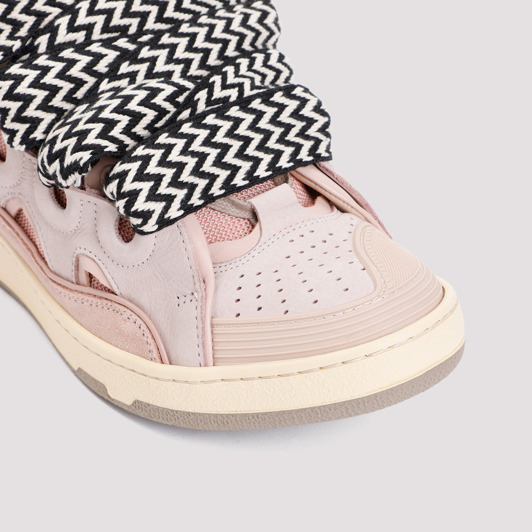 Pink Suede Calf Leather Curb Sneakers-23