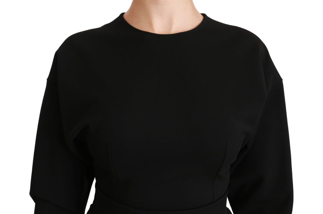 Dolce & Gabbana Black Bodycon Sheath Midi Stretch Dress