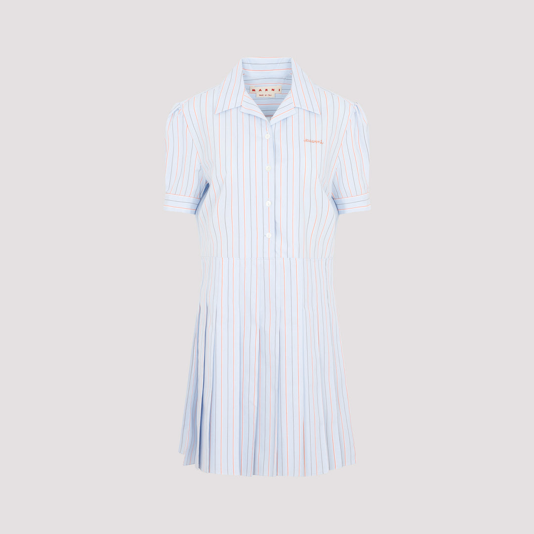 Blue Striped Cotton Dress-0