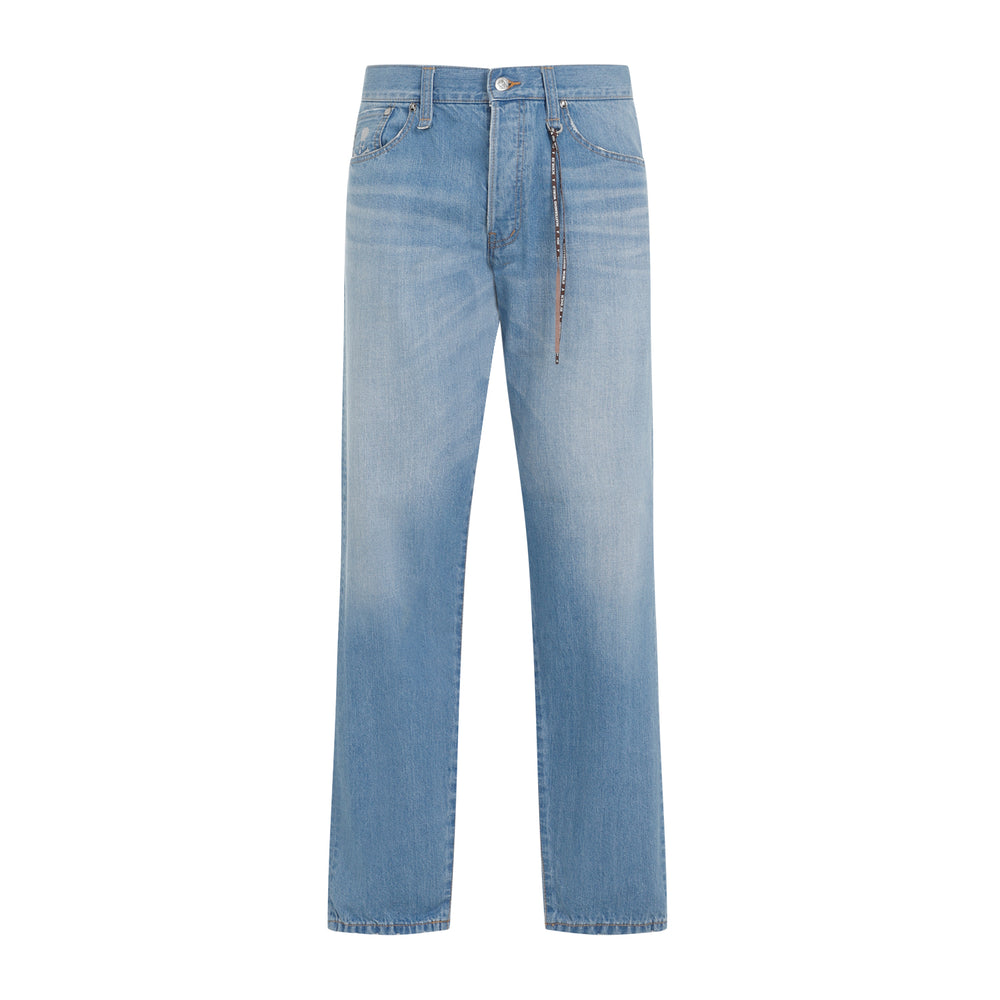 Indigo Blue Cotton Slim Waist Jeans-1