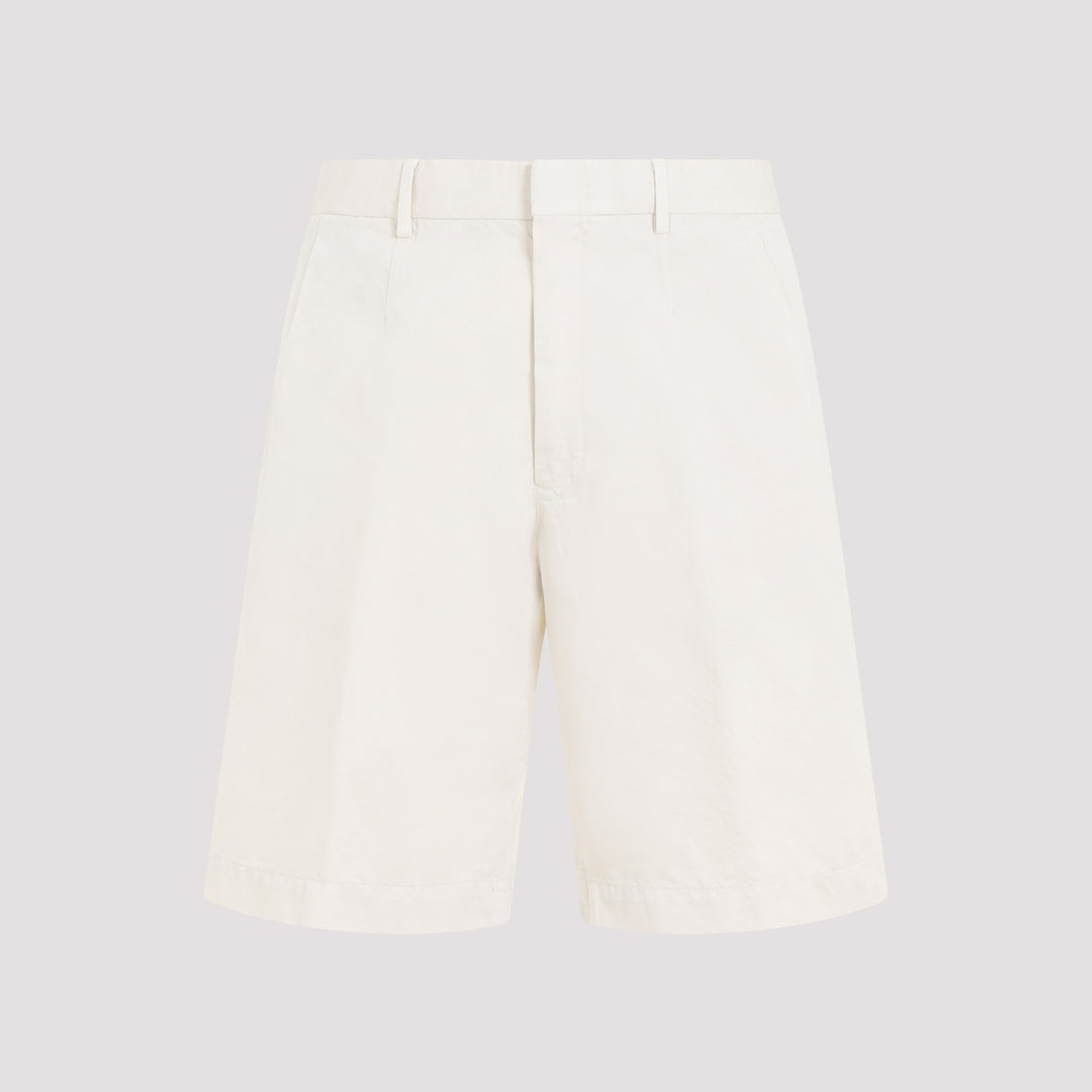 Natural White Cotton Summer Chino Shorts-0