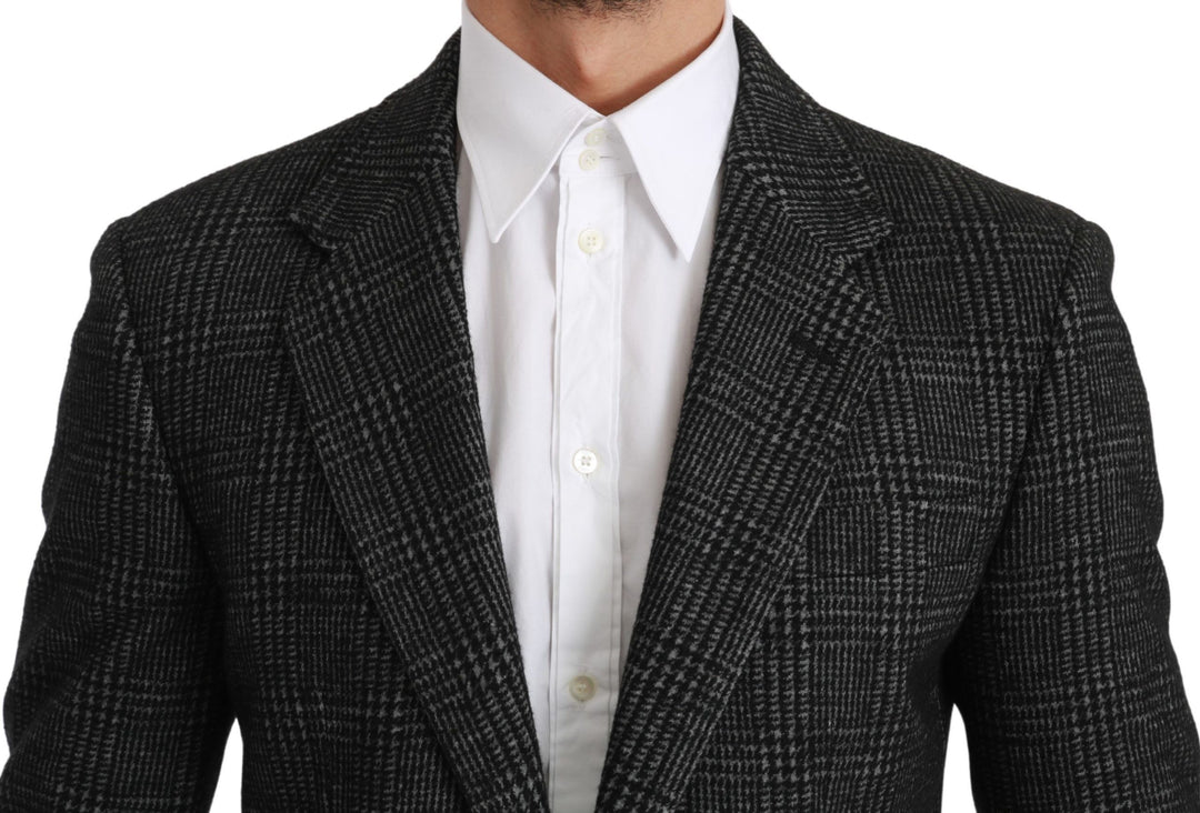 Dolce & Gabbana Gray Plaid Check Slim Fit Jacket Blazer