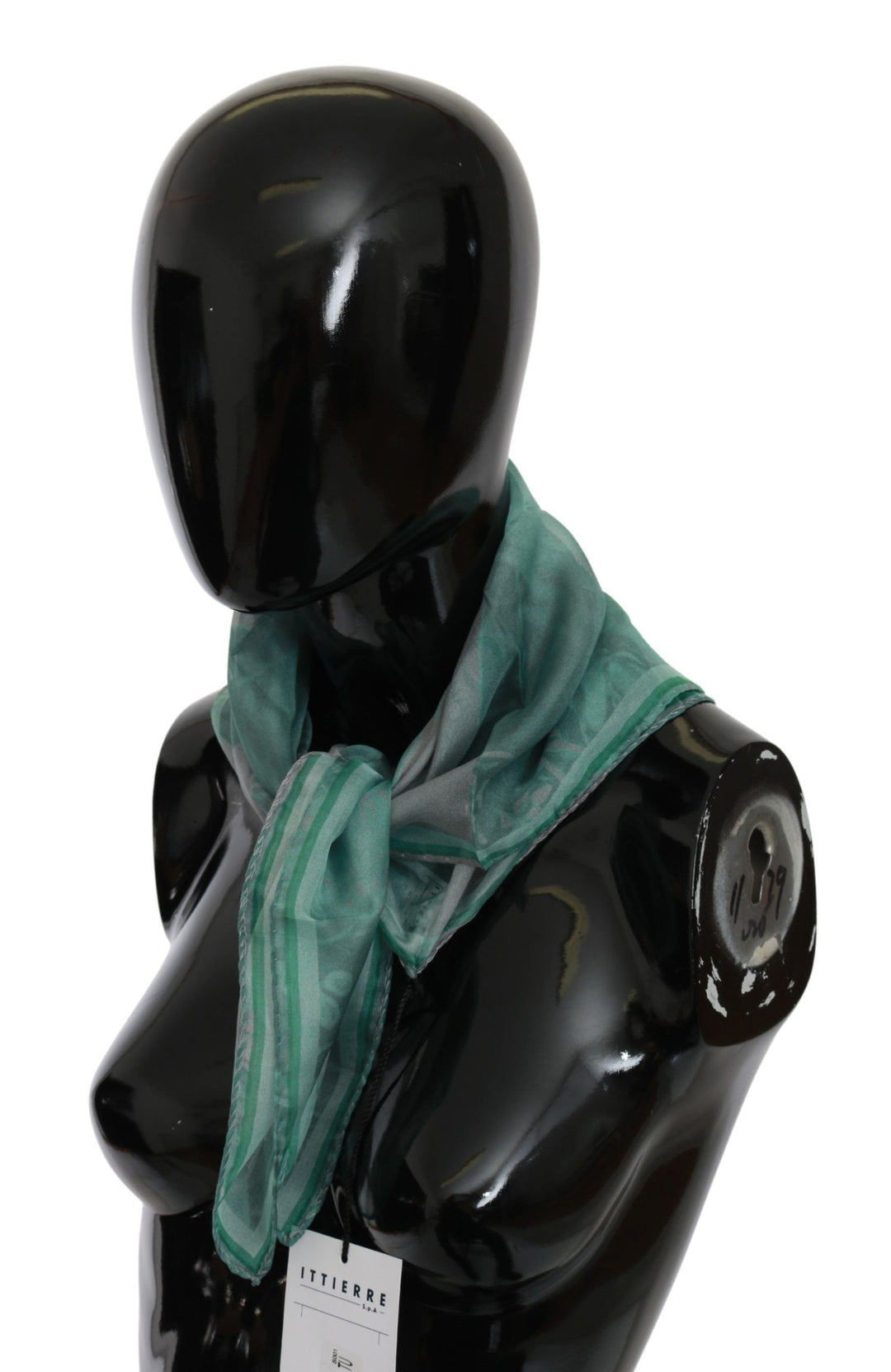 Costume National Green Silk Shawl Foulard Wrap Scarf