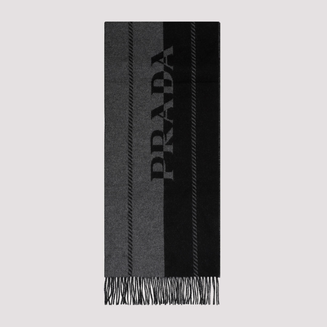 Small wool scarf with jacquard logo-0