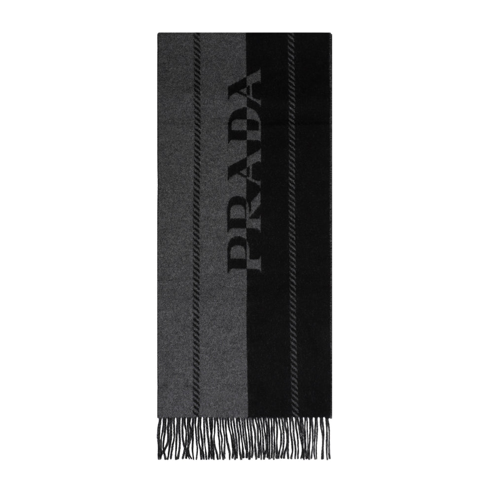 Small wool scarf with jacquard logo-1