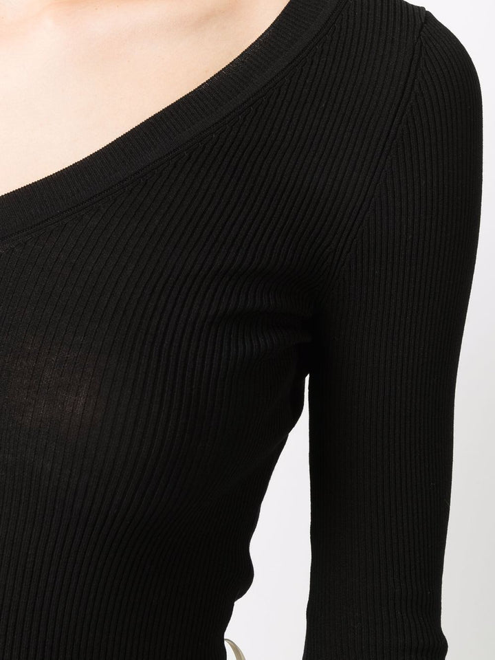 V-neck ribbed-knit top-26