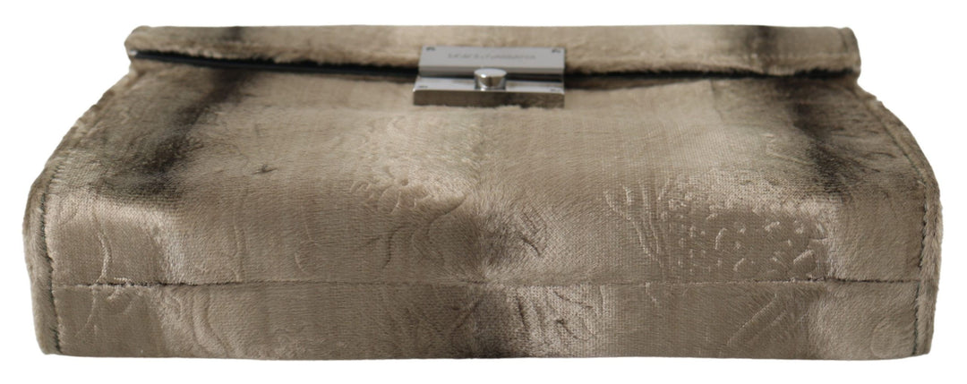 Dolce & Gabbana Beige Velvet Floral Leather Men Document Briefcase