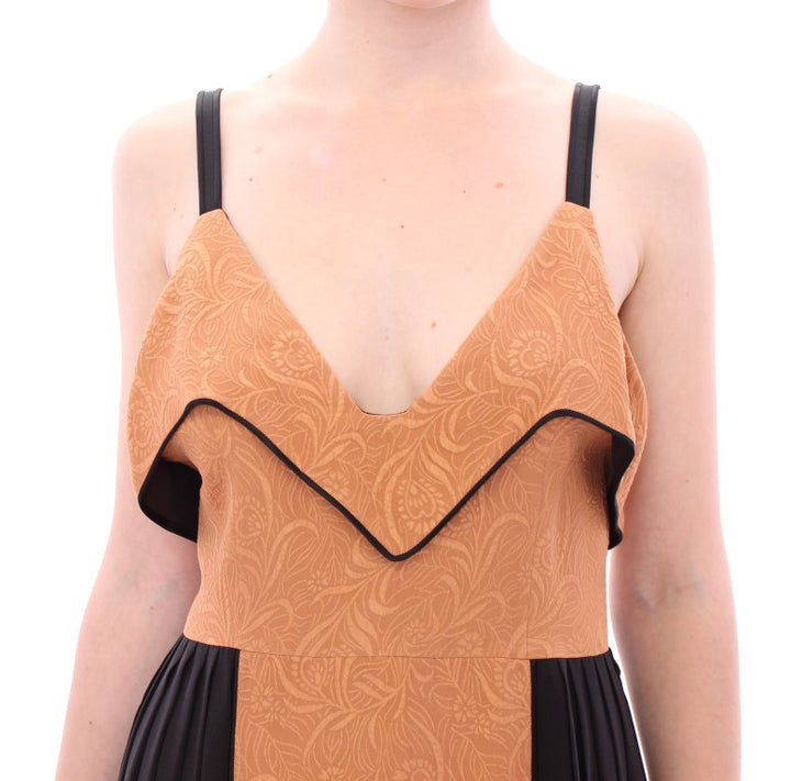 FILOS Black Bronze Silk Sleeveless Above Sheath Dress