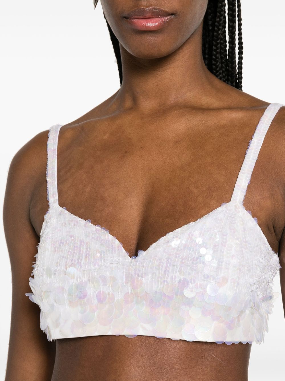 iridescent sequin cropped top-16