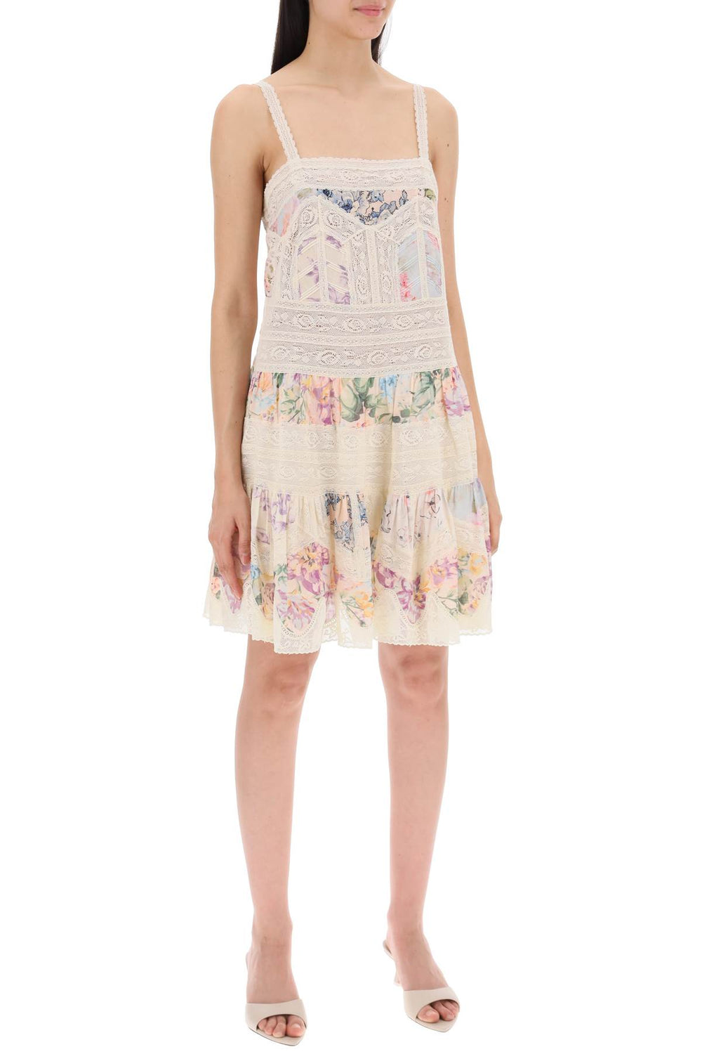"mini halliday dress with floral print and lace-1