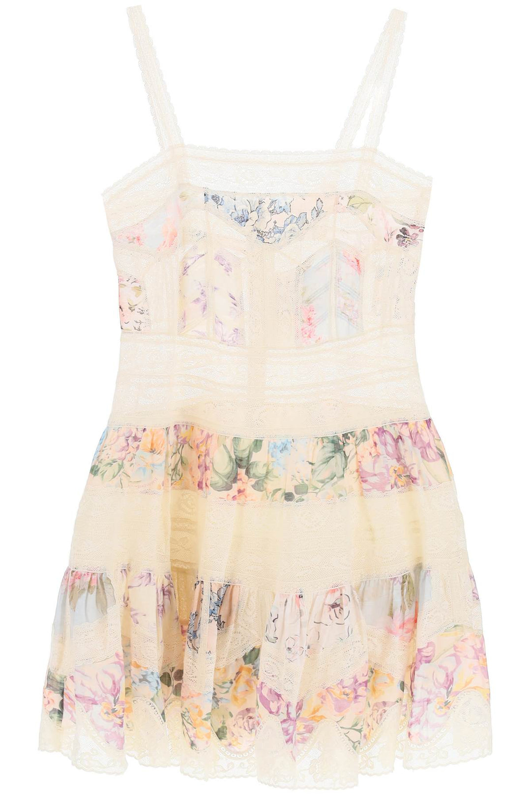 "mini halliday dress with floral print and lace-0