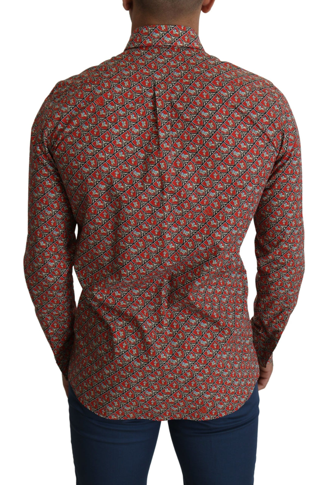 Dolce & Gabbana Red Printed Knight Formal Dress MARTINI Shirt