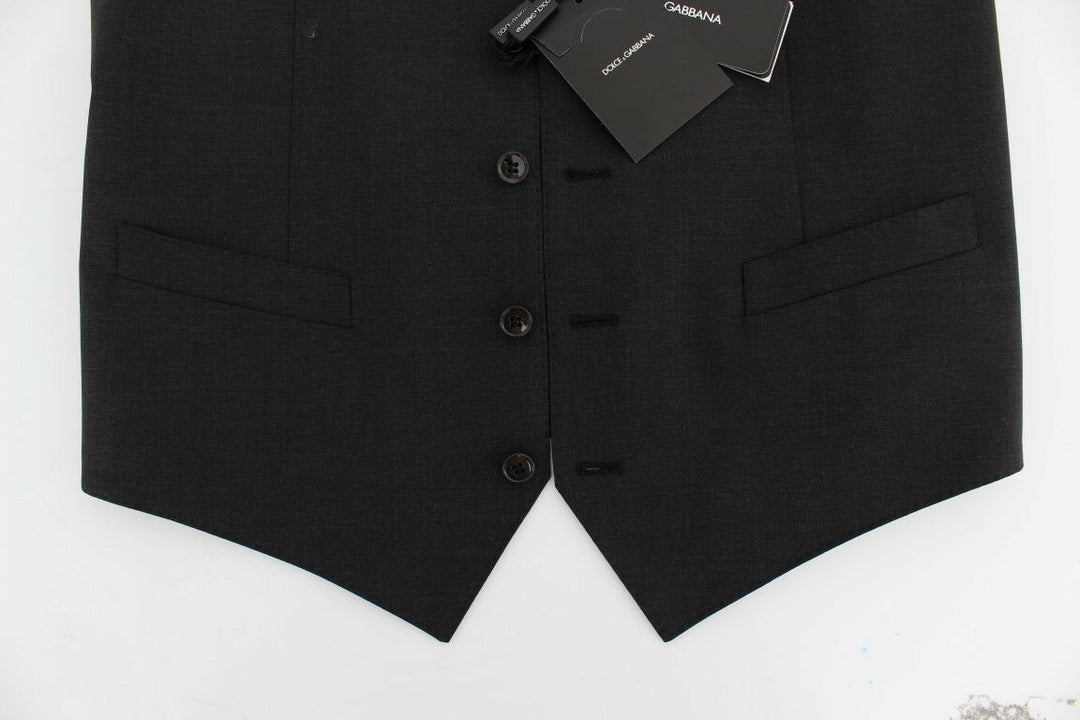 Dolce & Gabbana Gray Wool Stretch Dress Blazer Vest
